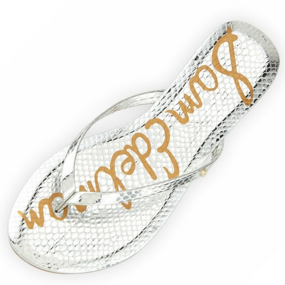 sam edelman silver flip flops